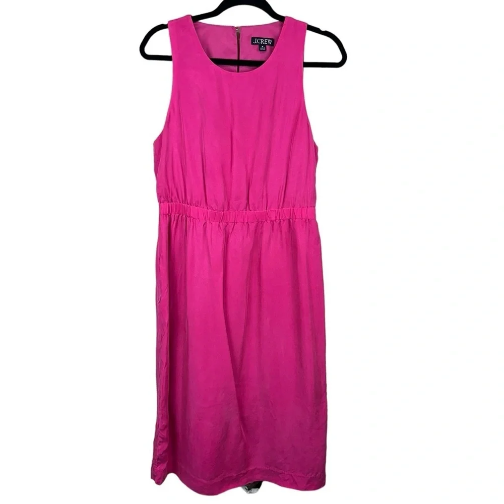 J. Crew Cinched Waist Cupro Midi Dress Festival Pink Size M